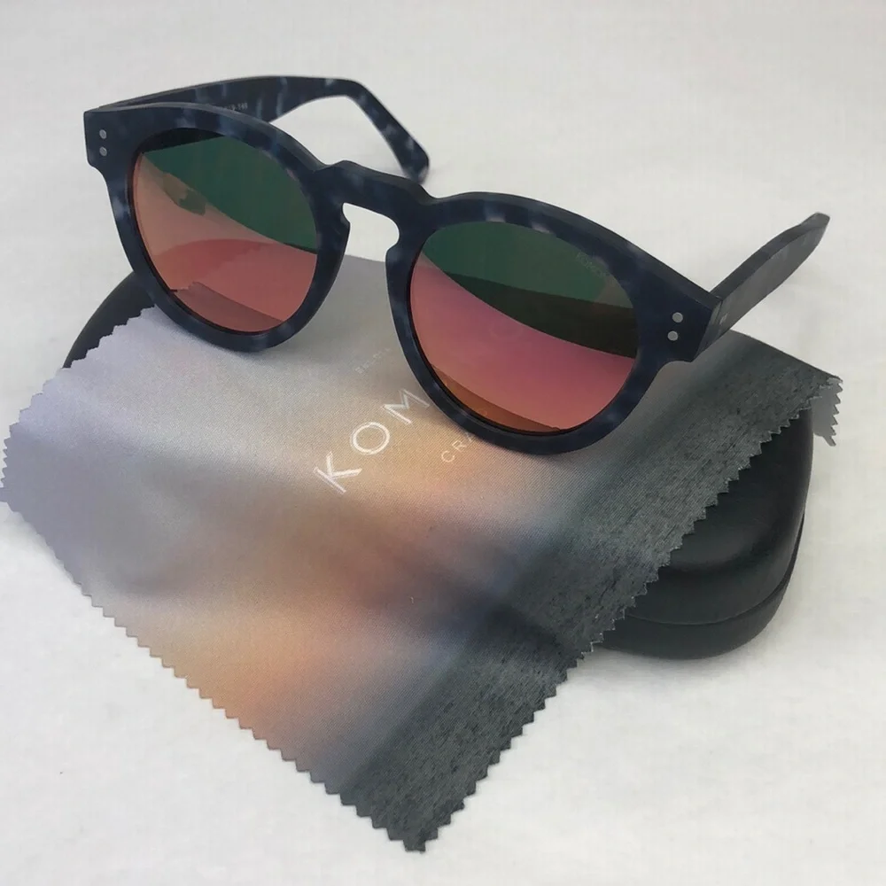 KOMONO Clement Matte Indigo Demi Sunglasses (NEW) round blue
